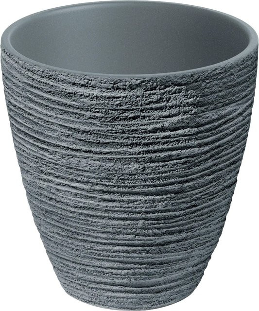 Prosperplast Blumentopf Defora Betongrau mit horizontalen Linien, Durchmesser: 40 cm, Höhe: 40 cm, Breite: 40 cm, Tiefe: 40 cm - Bild 1
