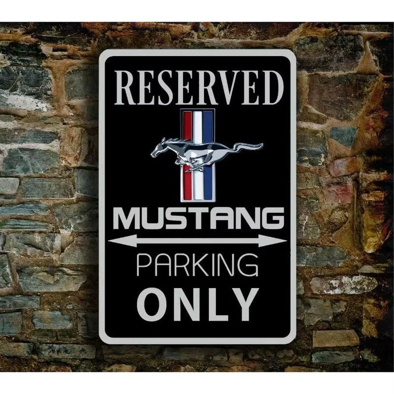 CIFBUY Metallschild Ford Mustang Parking Only Garagendekoration Schwarz Höhe: 20 cm, Breite: 20 cm - Bild 2
