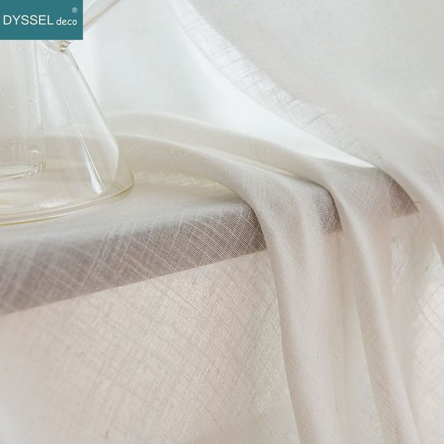 DYSSEL deco Vorhang aus Leinen in Weiß, modern und transparent mit Ösen für Wohnzimmer und Schlafzimmer, B: 100 cm, H: 130 cm - Bild 1