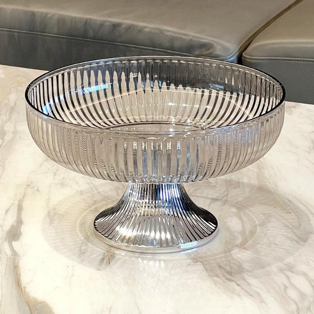 Yiran Furniture Obstschale aus Glas für Wohnzimmer und Couchtisch, transparent, silber, grau, grün und gold - Bild 1