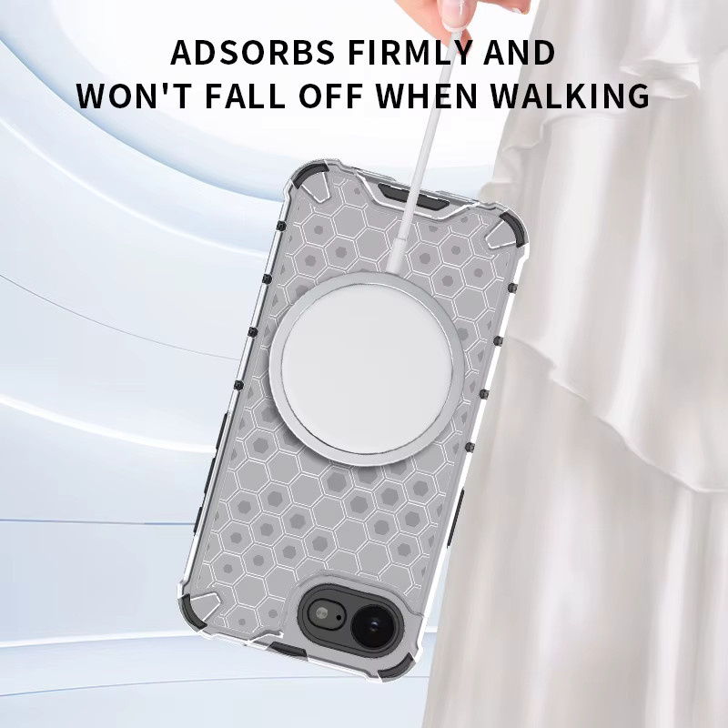 MagSafe Schutzhülle mit Wabenstruktur für Apple iPhone 16 15 14 13 12 11 Pro Max Plus, magnetische harte Rückseite, transparent - Bild 2