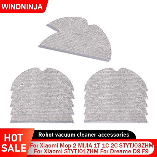 Trocken-Nass Mopp Tuch für Xiaomi Mijia 1T 1C 2C und Dreame D9 F9 in Grau - Bild 1