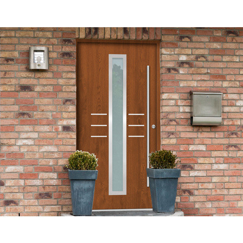 Splendoor Sicherheitshaustür OMIS Prime RC2 aus Aluminium in Golden Oak Braun mit Glaseinsatz, Höhe: 210,0 cm, Breite: 110,0 cm, Tiefe: 7,0 cm - Bild 2