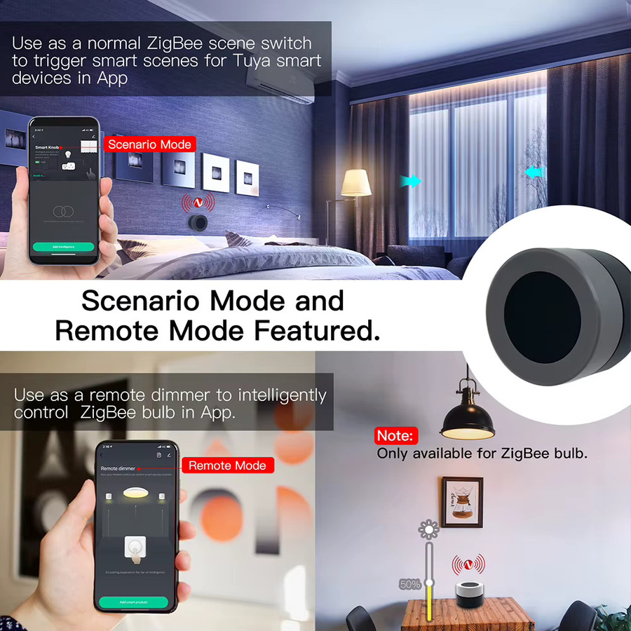MOES Tuya ZigBee Smart Knob Switch – Batteriebetriebener kabelloser Szenen-Button Controller zur Automatisierung via Smart Life App - Bild 2