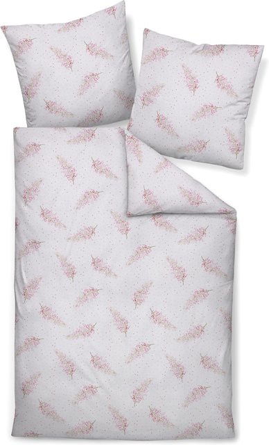 Janine Bettwäsche Tango Seersucker Baumwolle Floral in Rot Pink Weiß B/H: 155 x 220 cm und 80 x 80 cm - Bild 1