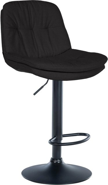 DELUKE Barhocker MITUN in Schwarz, höhenverstellbarer Barstuhl aus Stoff mit Lehne und 360 Grad Drehbarkeit, B/T/H: 46 x 54 x 92 cm - Bild 1