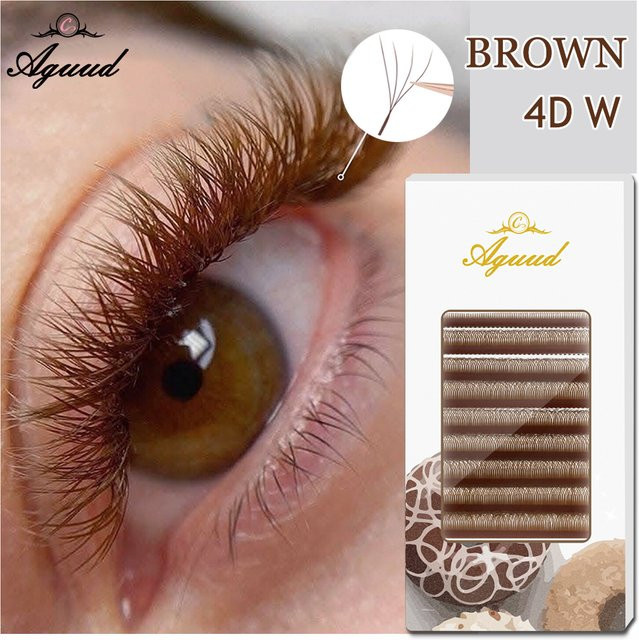 AGUUD Fairy Clover Wimpernverlängerungen, Brown, YY 5D-W Shaped - Bild 1