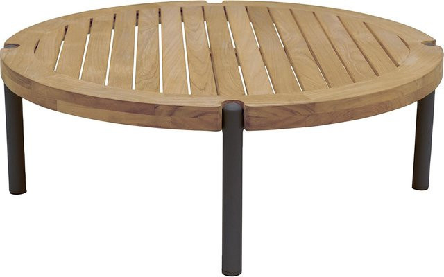 Beistelltisch Taro von Stern aus Aluminium und Teak in Anthrazit, Durchmesser: 80 cm, Höhe: 28 cm - Bild 1