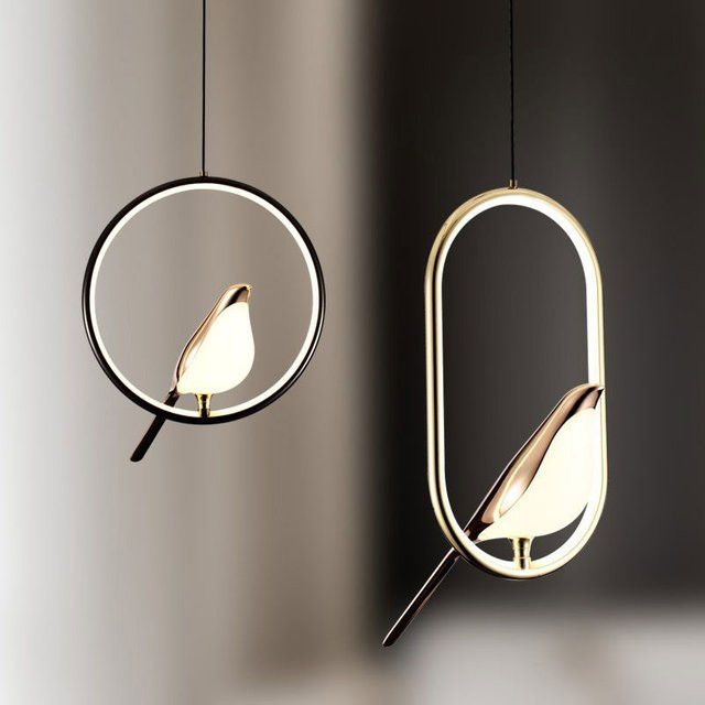 LEITELL LED Pendelleuchte Elster Vogel in Gold und Silber für Küche, Esszimmer oder Schlafzimmer - Bild 1