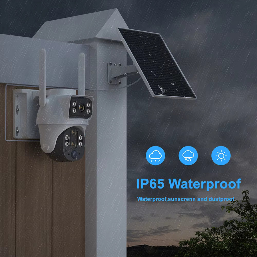 XIAOVV WLAN-Solarkamera mit Doppellinsen für Außenbereich, 6MP, kabellose Akku-IP-Kamera mit PIR-Nachtsicht, Farbe: Weiß - Bild 2