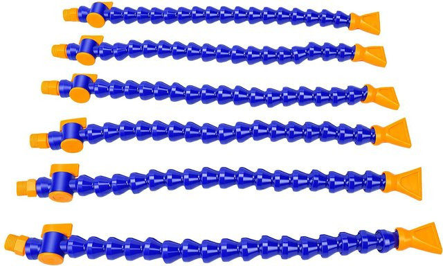 Igeteck 6er Set Flexibler Ölkühlmittelschlauch mit Flachdüse aus POM, Blau, Länge: 40 cm - Bild 1