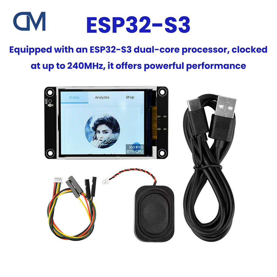 Diymore ESP32-S3 Display Entwicklungsboard mit 2,0 Zoll TFT Touchscreen, Wifi und Bluetooth, USB-C, Schwarz - Bild 3
