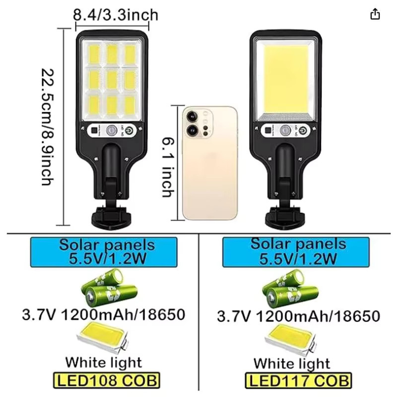 ZTree Solar-LED-Wandleuchten mit COB-Technik und Bewegungssensor, moderne Solar-Außenleuchten für Garten und Terrasse, Schwarz - Bild 6