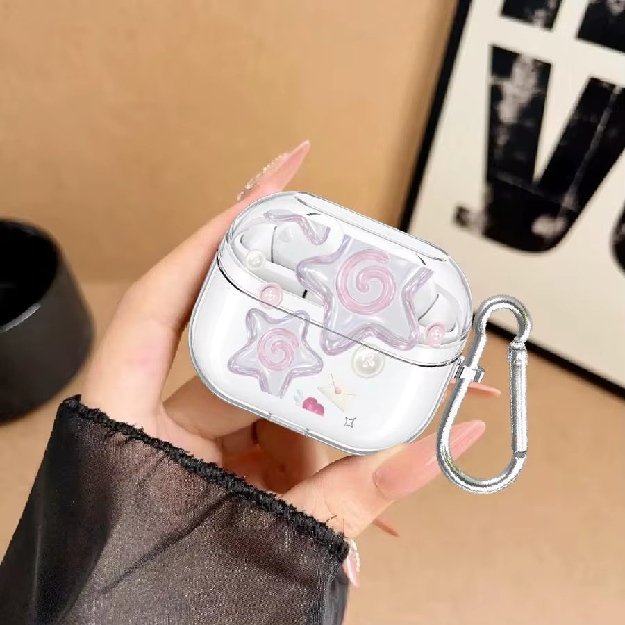 Pink Starfish Art Transparentes Earphone Case Cover für Samsung Galaxy Buds 2, 3 FE, Live, 3Pro und 4Pro in Pink - Bild 2