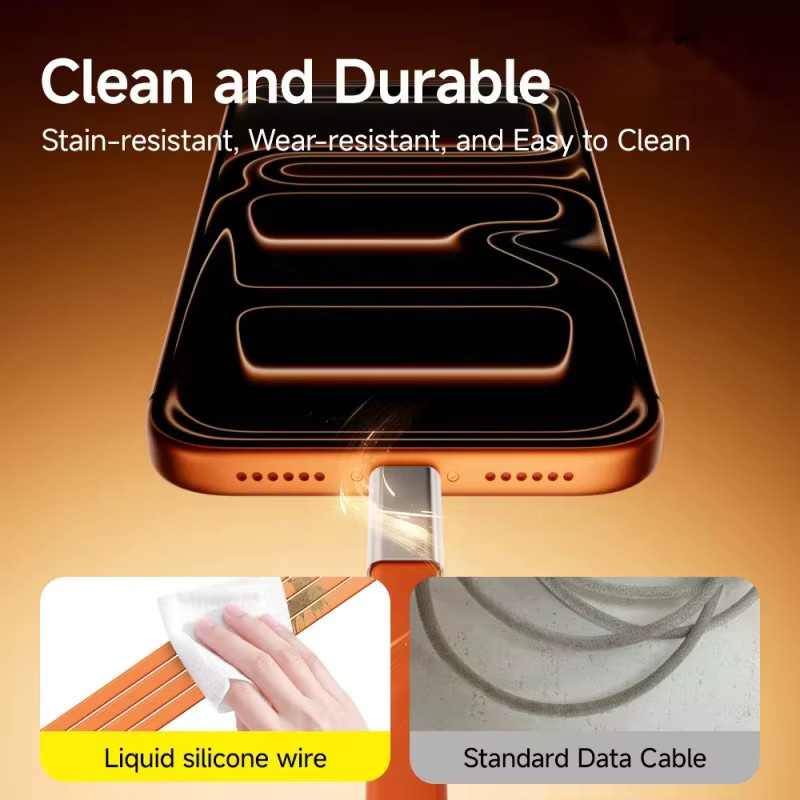 VBVC 2-in-1 Lade- und Datenkabel mit 240W Schnellladefunktion, 360 Grad drehbar, abnehmbar und versteckbar, Farbe: Orange, kompatibel mit iPhone 17, 16 und Samsung S26, Xiaomi - Bild 5