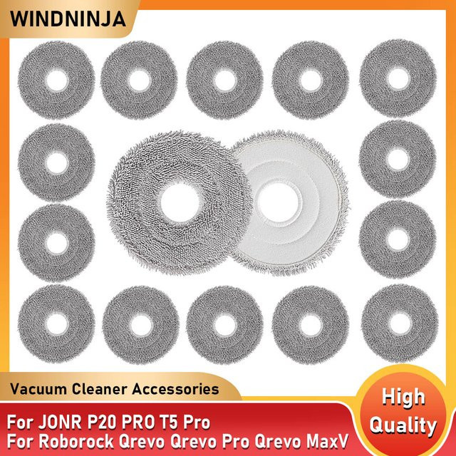 Waschbare Ersatz-Wischpads in Grau für Roborock Qrevo, Qrevo Pro, Qrevo MaxV und JONR P20 PRO T5 Pro Wischroboter - Bild 1