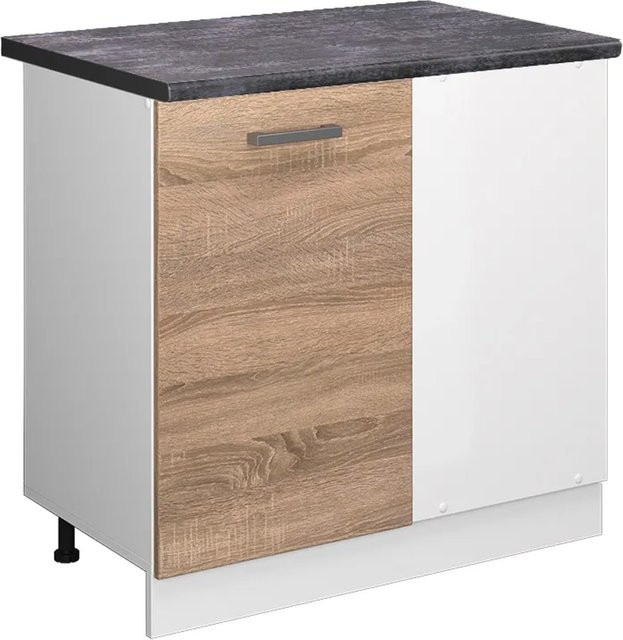 Vicco R-Line Eckunterschrank für die Küche in Sonoma und Weiß mit Anthrazit, B/T/H: 86 x 60 x 81,6 cm - Bild 1