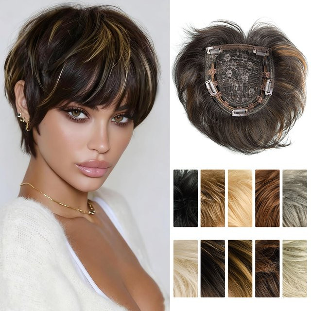 DinDong Haartopper Pixie-Cut, synthetisch, 6 Zoll, lockig - Bild 1
