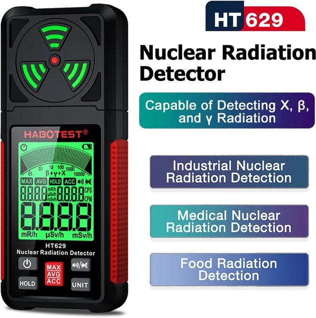 HABOTEST Geigerzähler Nuklearer Strahlungsdetektor Persönliches Dosimeter für Röntgenstrahlen und Beta-Strahlung in Schwarz - Bild 1