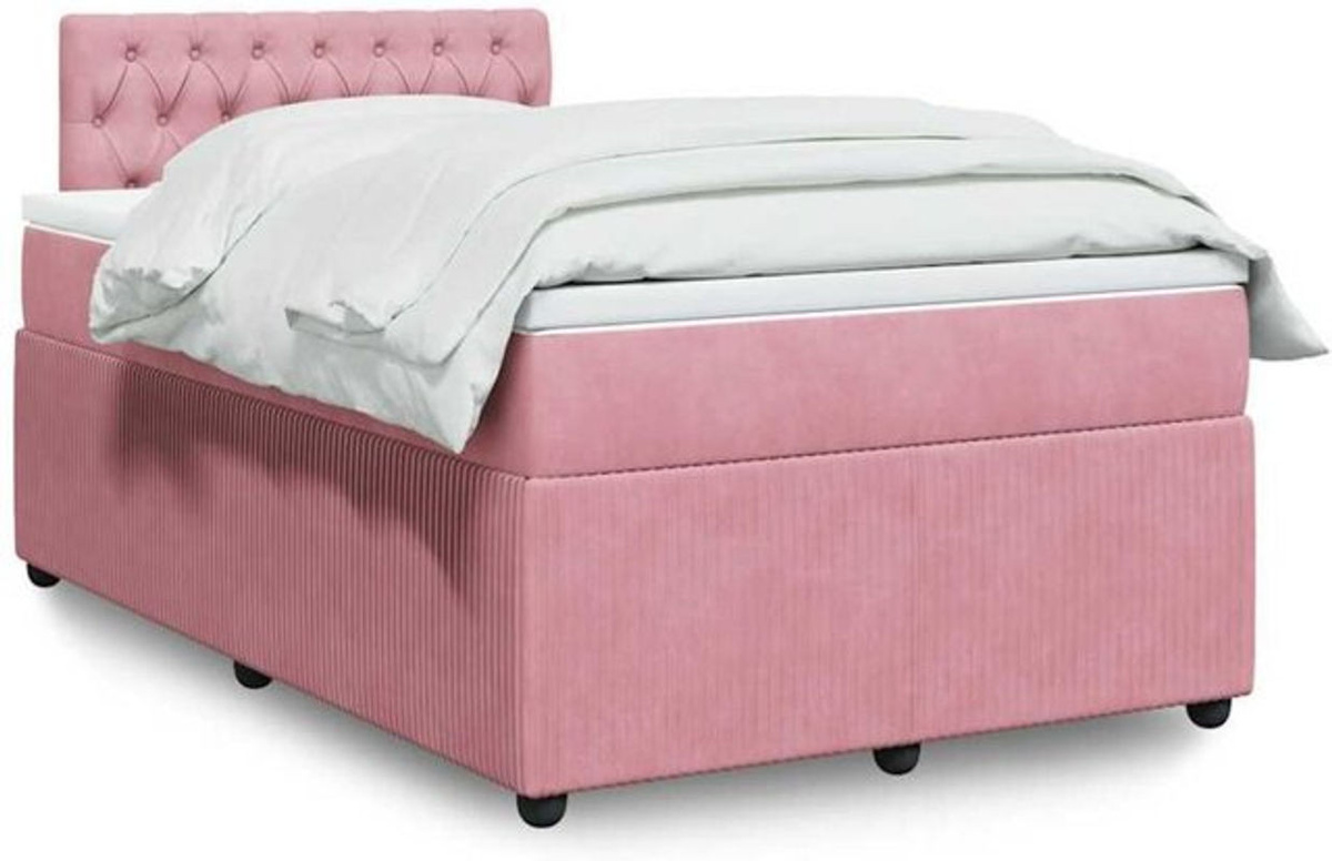 Boxspringbett mit Matratze von vidaxl in Rosa und Weiß aus Samt, B/T/H: 200 x 120 x 100,5 cm - Bild 1