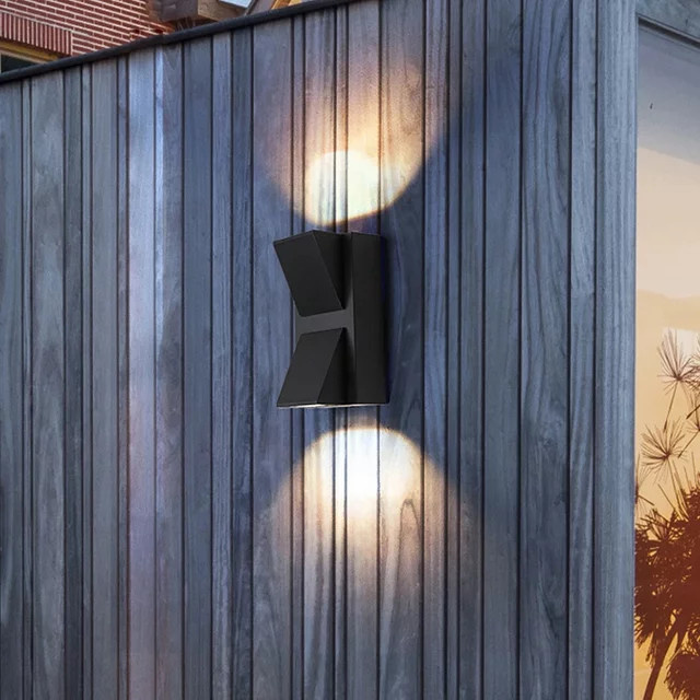 SUNMEIYI LED-Aluminium-Wandleuchte für Außenbereich in Schwarz oder Weiß, IP65 wasserdichte Up-Down-Gartenbeleuchtung für Balkon und Dekoration, Warmweiß - Bild 1