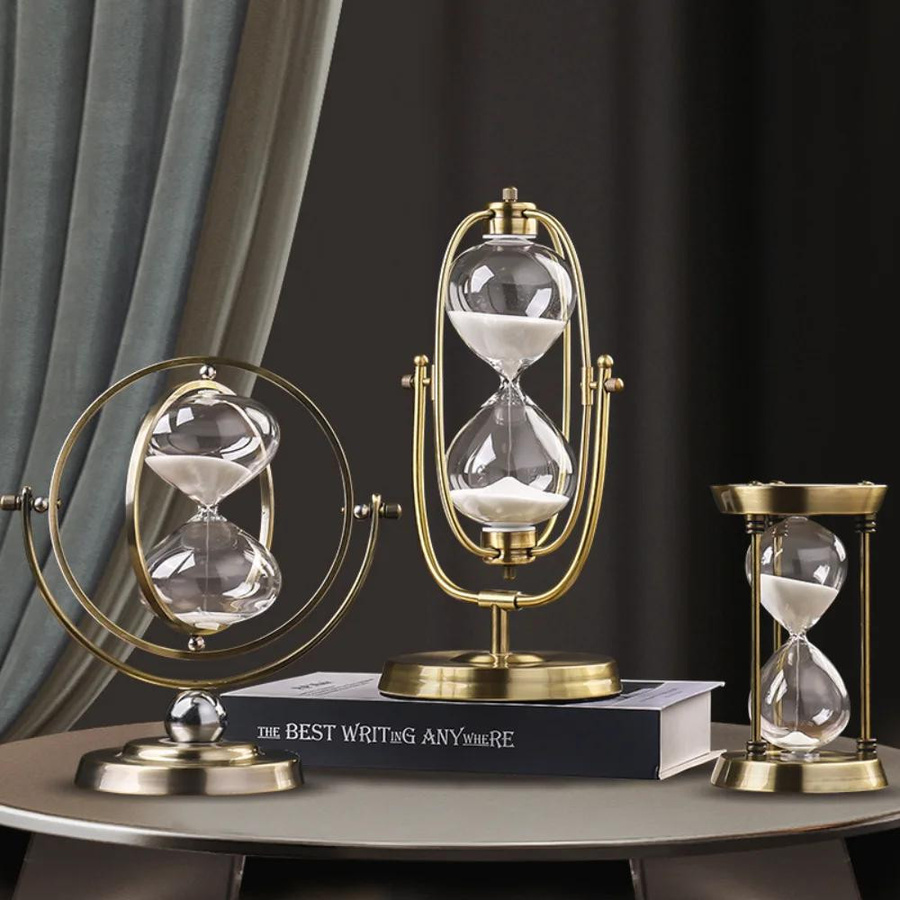 Yiran Furniture Sanduhr aus Metall im skandinavischen Design als dekorative Retro-Sanduhr für Büro und Wohnzimmer - Bild 2