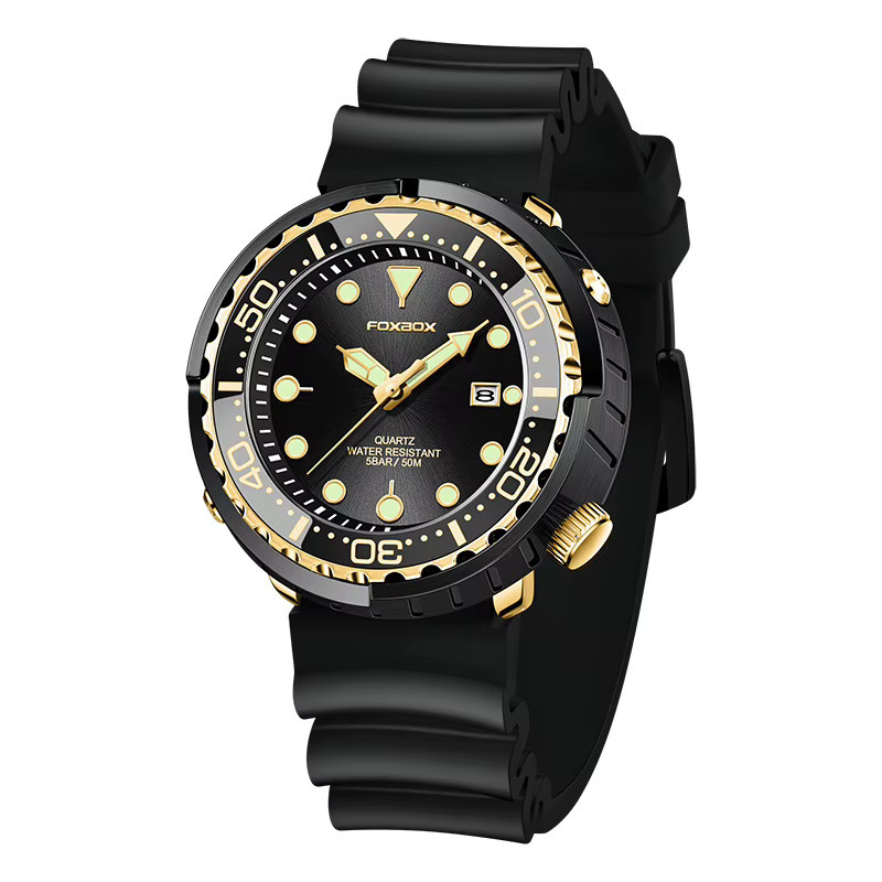 FOXBOX Armbanduhr, Quarz, Edelstahl, Blau, Silikon, Herren - Bild 7