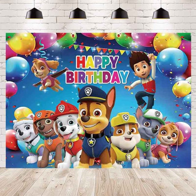 Paw Patrol Party-Hintergrund für Kindergeburtstage, Mehrfarbiges Poster aus Kunststoff als Fotohintergrund und Kuchentisch-Dekoration - Bild 1