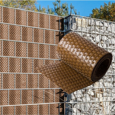 NYVI Polyrattan Sichtschutzstreifen Privafence für Doppelstabmattenzaun, Farbe: Braun