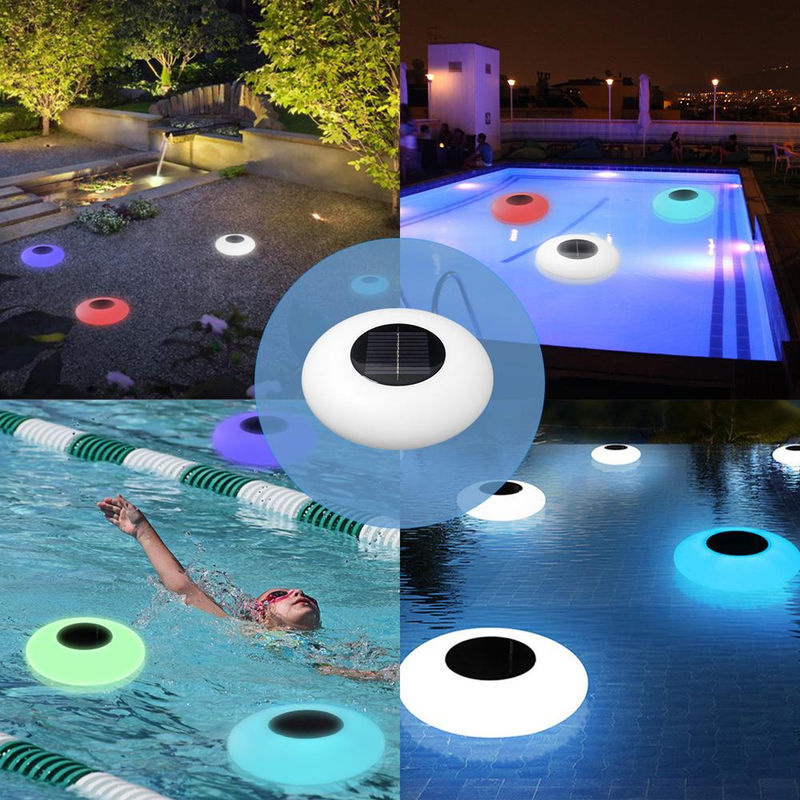 TOMTOP JMS Solar LED Schwimmlicht Set mit 16 Farben, IP67 Wasserdicht, Weiß, 4 Stück - Bild 6