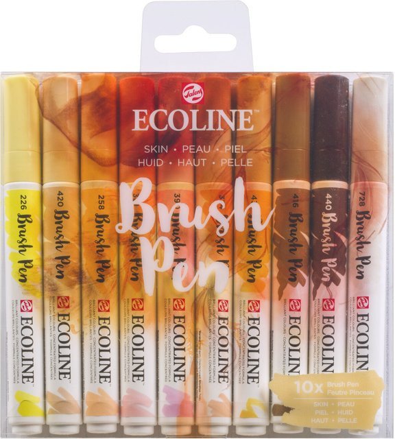 ECOLINE Brush Pen Set mit 10 Wasserfarben-Stiften in Hauttönen und Multicolor - Bild 1