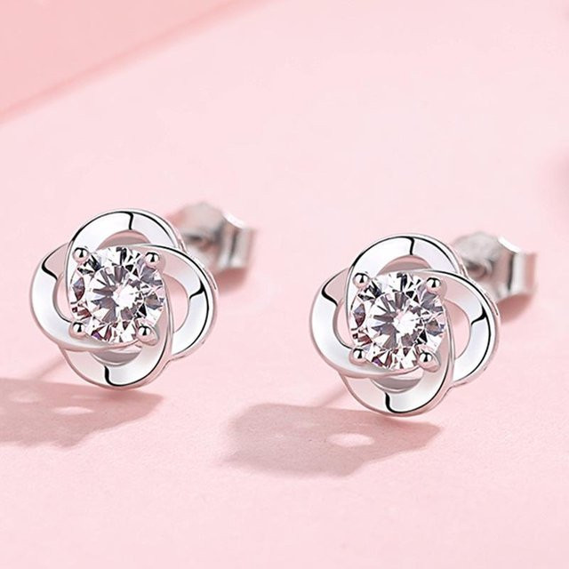 Lucky Star Jewelry Ohrstecker, Blatt Gras, Silber, Zirkonia, Damen - Bild 1