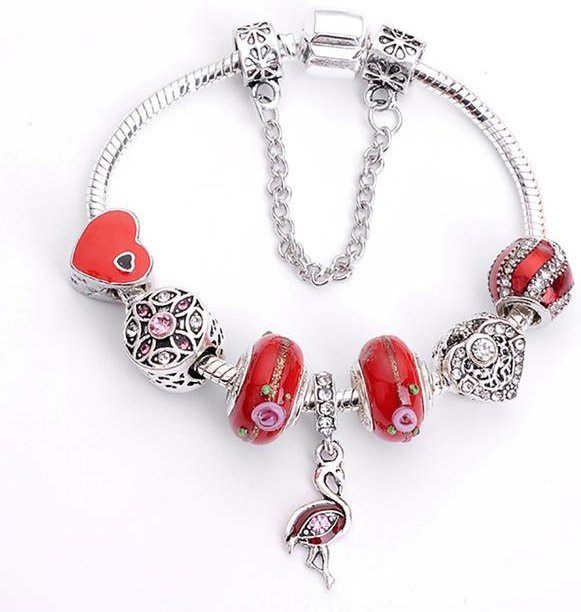 Allbestart Charm-Armband, versilberte Schlangenkette, Kristalle, grau, 20cm, Kinder und Frauen - Bild 1