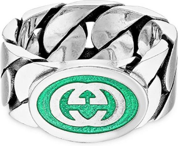 Gucci Silberring, Interlocking G Emaille, Damen - Bild 1