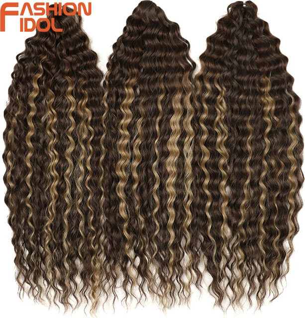 MODE IDOL Haarverlängerung Synthetik, Ariel Curl, Ombre Braun, 3 Stück - Bild 1