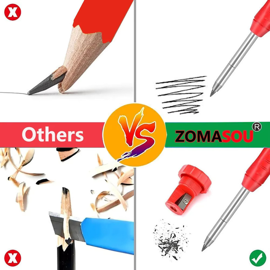 ZOMASOU Wiederverwendbare Zimmermanns-Marker mit langem Kopf und integriertem Spitzer in Multicolour - Bild 2