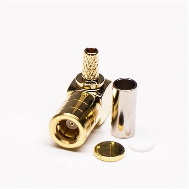 RG174 Koaxialkabel mit goldfarbenem SMB-Stecker und rechtwinkligem Crimp-Stecker für Telekommunikationsgeräte - Bild 1