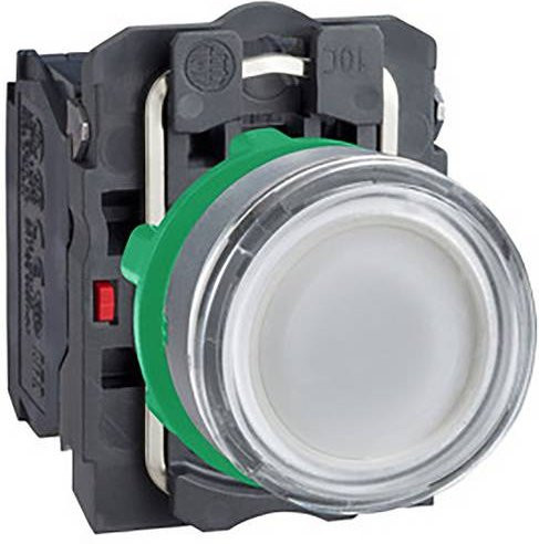 Schneider Electric XB5AW31M5C0 Leuchtdrucktaster aus Kunststoff, weiß und grau, tastend, 22mm, 230V, 1S+1Ö - Bild 1