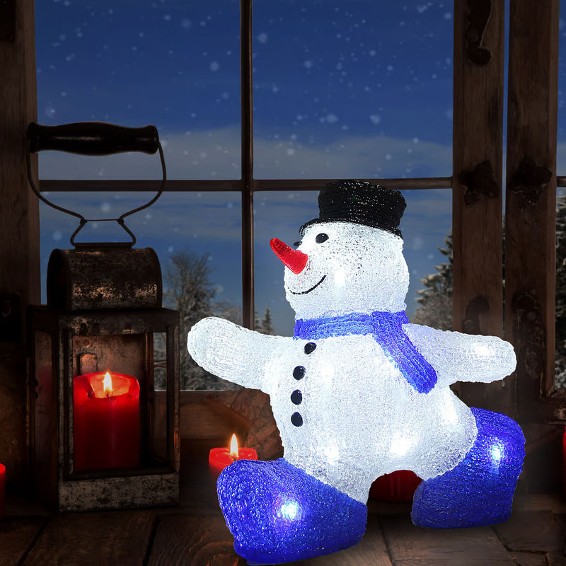 Deuba LED Schneemann Figur aus Kunststoff für Weihnachten in Weiß, Rot, Schwarz und Blau - Bild 3
