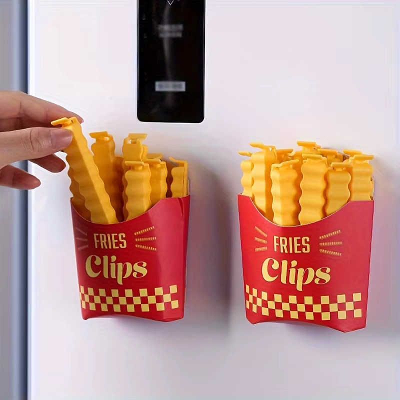 12 Stück Verschlussklammern in Pommes-Form aus Kunststoff zum Verschließen von Snack- und Lebensmittelverpackungen - Bild 4