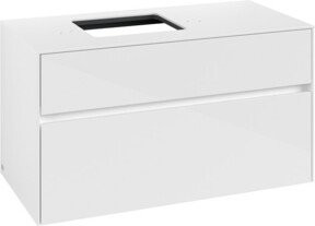 V&B Waschtischunterschrank Collaro in Weiß Hochglanz mit Waschtisch links B: 100 cm, T: 54,8 cm, H: 50 cm - Bild 1