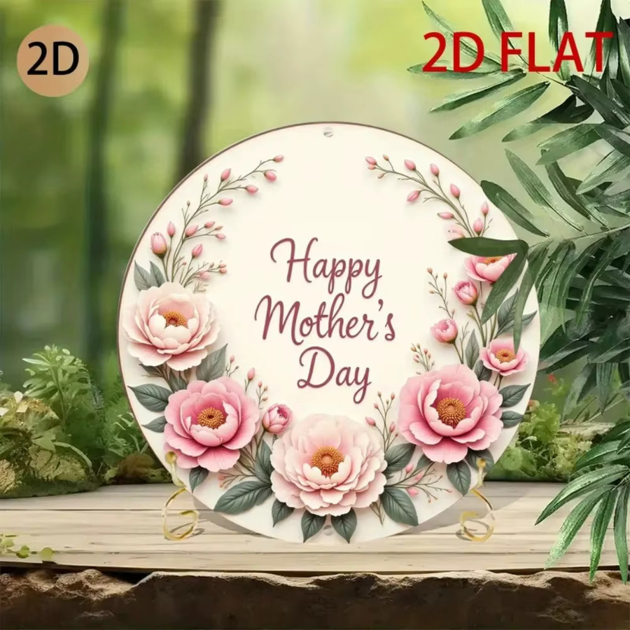 Runde Blumen-Plakette von CIFBUY mit pinkfarbenem Pfingstrosen-Design, metallene Wanddekoration mit 3D-Effekt, Durchmesser: 20 cm - Bild 4