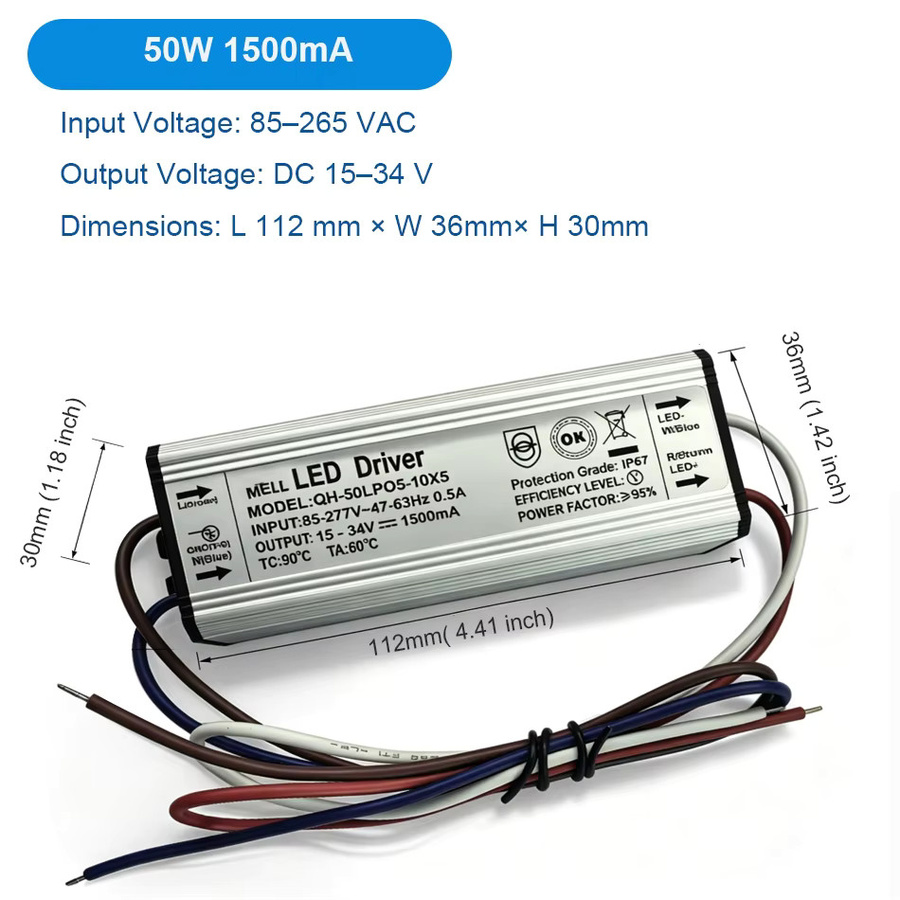 TiaoChongYi LED-Treiber IP65 Netzteil Transformator AC85V-265V zu DC 9V 12V 18V 24V 30V - Bild 3