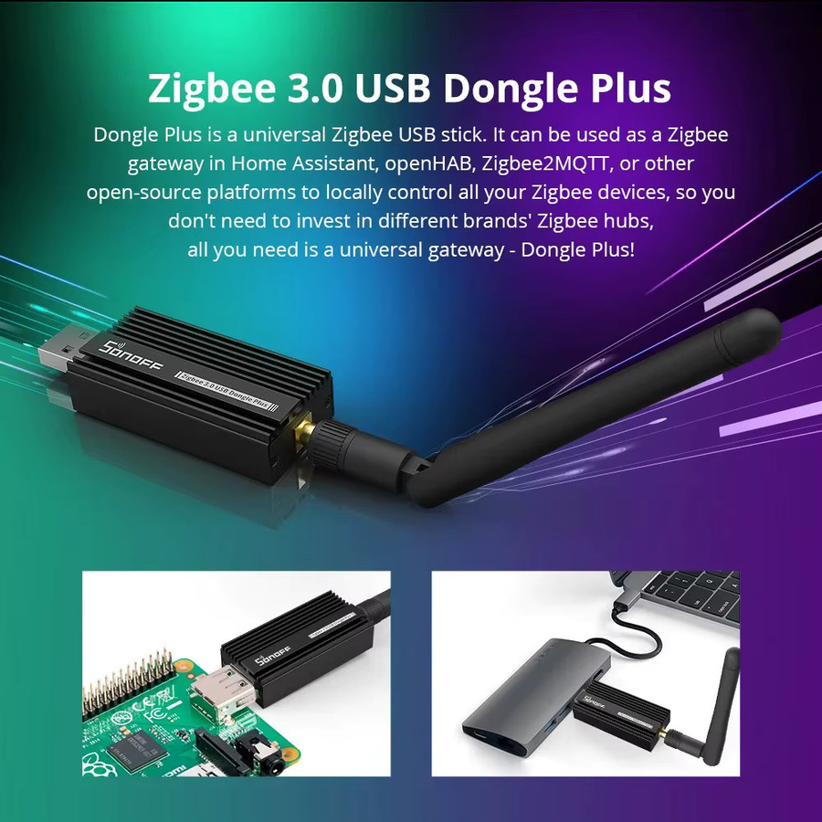 Sonoff Zigbee 3.0 USB-Dongle Plus ZBDongle-E Gateway mit EFR32MG21 in Schwarz - Bild 2