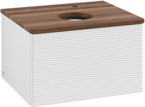 V&B Waschtischunterschrank Antao mit Frontstruktur und Beleuchtung, Farbe: Weiß, B/T/H: 60 x 36 x 50 cm - Bild 1