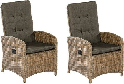 Merxx Gartensessel Atrani 2er-Set aus Metall und Kunststoffgeflecht in Beige mit Armlehnen, B/H/T: 63 x 108 x 65 cm - Bild 2