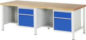 Rau Werkbank höhenverstellbar mit 4 Schubladen, B/T/H: 250 x 90 x 84-104 cm, Mehrfarbig - Bild 1