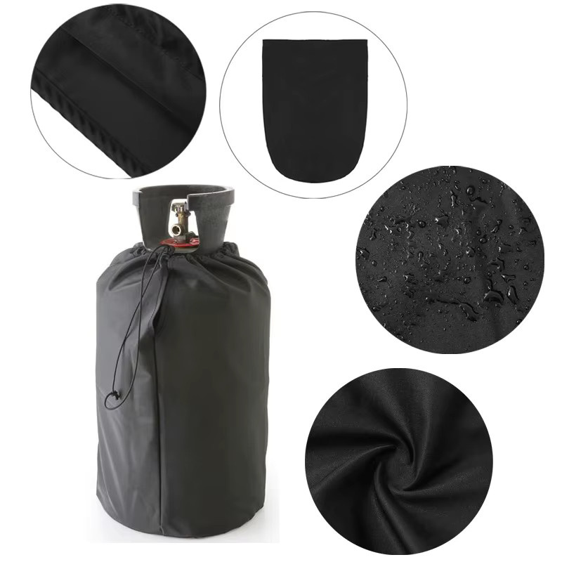 Wasserdichte Camping Gas Tank Abdeckung aus 210D Oxford Polyester in Schwarz, B/T/H: 59,0 x 31,0 x 0 cm - Bild 4