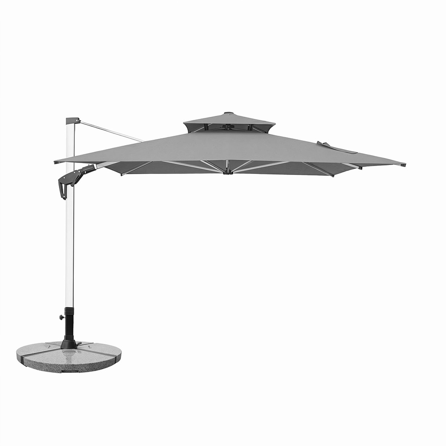 Anndora Ampelschirm rechteckig Grau Melange mit Aluminiumgestell und Granitplatten, 3 x 4 m - Bild 1