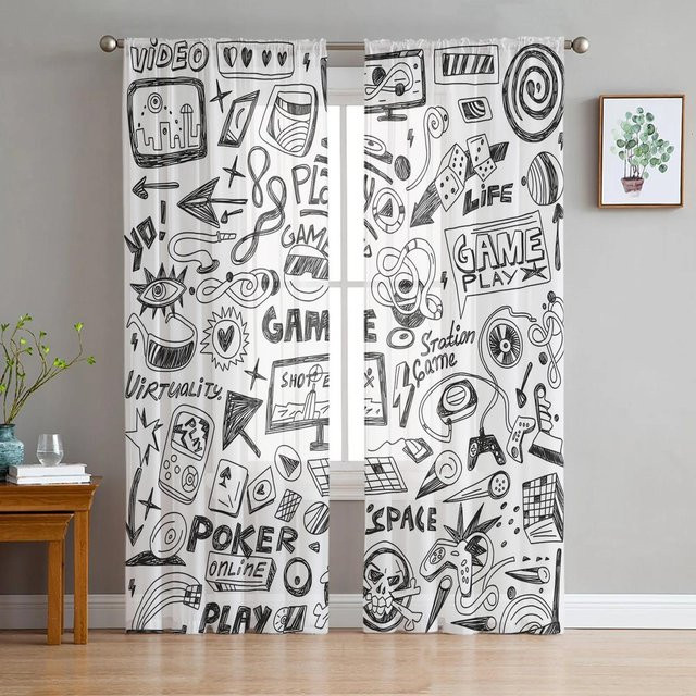 Yiran Furniture Transparenter Tüll-Vorhang aus Organza, Weiß, B: 135 cm, H: 137 cm - Bild 1